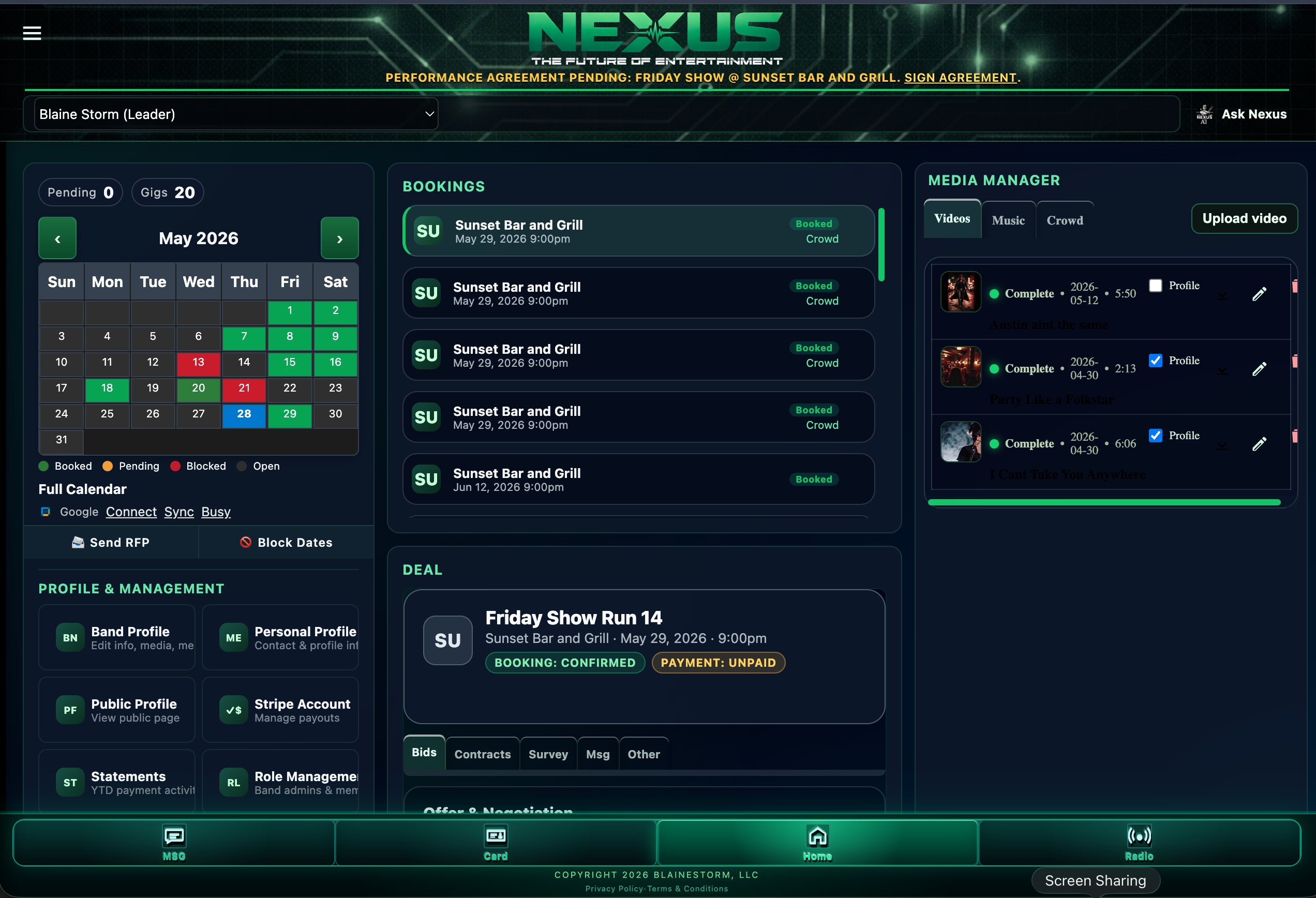 NEXUS platform interface preview